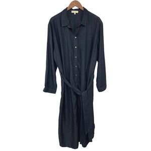 Side Stitch Los Angeles Lyocell Shirt Dress XL Dark Wash Blue Belted Relaxed Fit